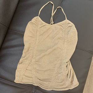 Emporio Armani Knit Tan Tank Top Ruched Sides